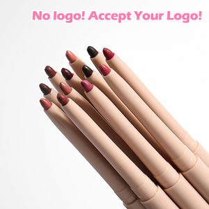 NO Logo Novo lápis labial vegano liso 12 cores delineador labial livre de crueldade Lápis labiais à prova d'água de alta qualidade por atacado aceite seu logotipo marca própria personalizada