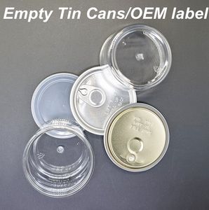 Personalizar latas de plástico com tampa Garrafas vazias Etiquetas personalizadas disponíveis Frascos de qualidade alimentar Recipiente 3,5G 100ml Lata de plástico Embalagem à prova de crianças Logotipo OEM