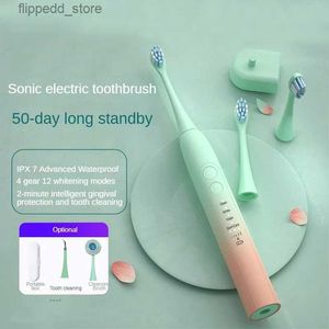 Escova de dentes IPX7 2H de carregamento sem fio com estojo de viagem Dupont Soft Bristles Sonic Electric Holder Teeth Whitening 12 Modes Brush Q231117