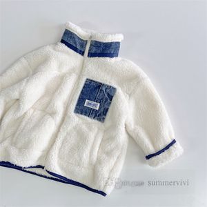 Детское флисовое джинсовое пальто для девочек, верхняя одежда с воротником-стойкой и длинными рукавами, осень-зима, детское утепленное повседневное пальто Z5453