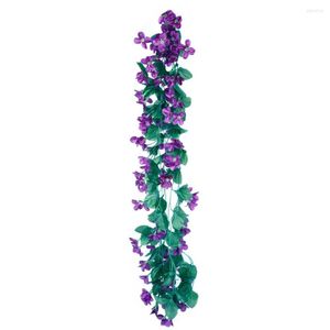 Украшение вечеринки 4 лепестки. Виолетовая искусственная цветочная моделирование стены настенная корзина орхидея шелковая винограда