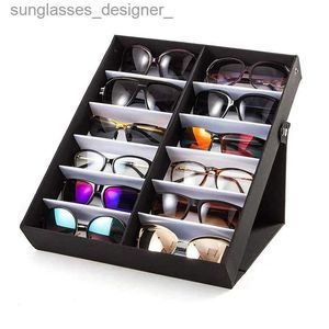 Sunglasses Cases 12 Slots Glasses Tray Sunglasses Display Case Eyeglass Organizer Box Eyewear Holder Sunglass Stand Sun Glasses OrganizerL231117