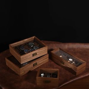 Шкатулки для драгоценностей из орехового дерева больше, чем футляр для коллекции наручных часов, прозрачные коробки 231117