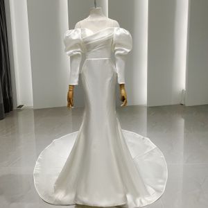 Avrupa ve Amerikan Yeni Özel Robe De Mariage Kadınlar Omuzdan Saten Etek Büyük Boyut Bahar Gelinlikleri Çiçekler