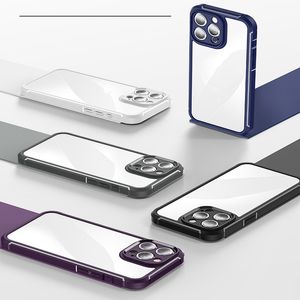 iPhone 15 14 13 Pro Max Phone Case для Apple 12 11 Plus xr Clear Leather Grain Solid Cosmetic Line Corner-Coremed Coashion Antiplip Bumper Fundas Fundas Transparent Back Cover