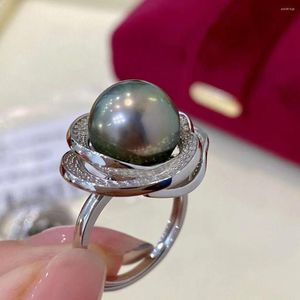 Кластерные кольца 925 Стерлинговое серебро 11-12 мм морское жемчужное кольце