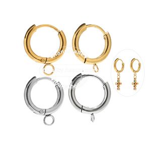 10pcs Stainless Steel Gold Huggie Earring Hooks with Loop Round Ear Post with Open Jump Ring for DIY Jewelry Components Jewelry MakingJewelry Findings Components