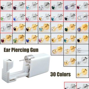 Stud 1pc Tek Kullanımlık Steril Kulak Delme Ünitesi Kıkırdak Tragus Helix Tabancası Ağrı Piercer Aracı Hine Kiti Stud Diy Takı Damlası Dhgarden OTXIU