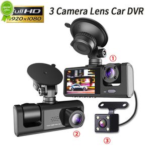 New 3 Channel Car DVR HD 1080P 3-Lens Inside Vehicle Dash CamThree Way Camera DVRs Recorder Video Registrator Dashcam Camcorder