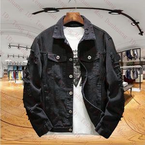 Tasarımcı Denim Ceketler Erkek Pembe Trend Yırtık Delik Uzun Kollu Kovboy Giyim Giyim Sonbahar Adam Kadın Moda Klasik Retro Jean Ceket 4xl