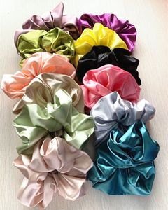 Gerçek% 100 ipek büyük scrunchie kadınlar elastik el yapımı çok renkli saç bandı at kuyruğu tutucu kafa bandı saç aksesuarları bağlar sakız