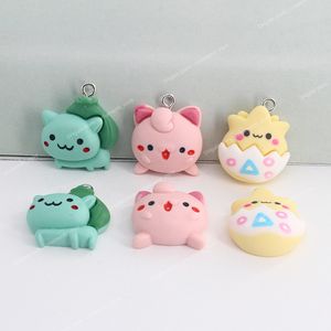 10 PCS/Paket Anime Elf Küçük Canavar Sevimli Reçine Takılar DIY Japonya Karikatür Kurbağa Küpe Anahtarlık Kolye Takı Yapımı D235 Moda Jewelrycharms Mücevher