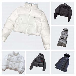 Moda feminina senhora jaqueta puffer jaqueta de luxo casacos de inverno curto senhoras meninas na moda quente parkas metal triângulo carta padrão removível manga colete casaco longo