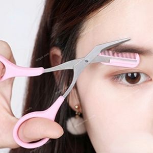 1pcs 3 Colors Eyebrow Trimmer Scissors with Comb Eyelash Hair Scissors Stainless Steel Eyebrow Razor Grooming Wenkbrauw Trimmer Makeup Tools AccessoriesEyebrow