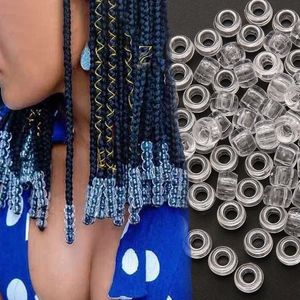 Hair band 50Pcs 100Pcs Transparent 4mm Big Hole Dreadlock Beads for Jumbo Braids Resin Clear For Accessories Styling Tool 231113