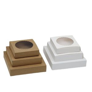 Подарочная упаковка Kraft Paper Box с круглым окном белый картон Bake Простые упаковочные коробки LX5333 Доставка Доставка Дома