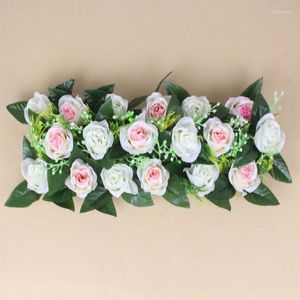 Dekoratif Çiçekler 1 PC DIY Yapay Gül Çiçek Sırası Yol Led Dekor Düğün T Sahne Doğum Günü Partisi Ev