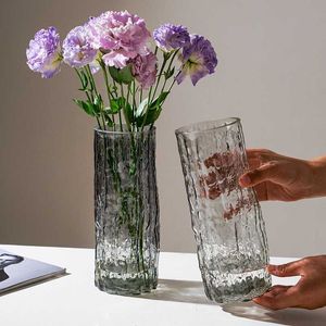 Vasos insere a decoração de vaso de vidro de rocha Glacier Potes de jardim e plantadores da sala de estar da sala de estar nórdica de luxo Decoração do presente Y23