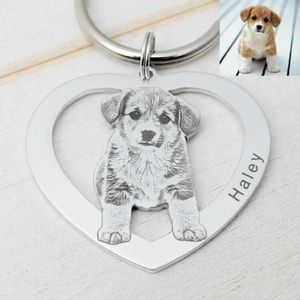 Colarinhos de cães personalizados keychain personalizado com keyring acessórios de retrato de Keyring Presente de lembrança de animais de estimação