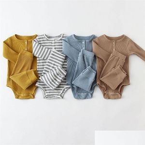 Clothing Sets Infant Baby Boy Girl Clothes Set Long Sleeve Bodysuit Pant Born Outfits Summer Autumn 220519 Drop Delivery Kids Maternit Dhoqp