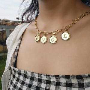 Подвесные ожерелья DIY Письма для женщин мода начальные названия подарки Гот звенья Цепное ожерелье многоцветное