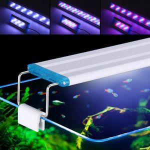 Aquarium LED Light Super Slim Fish Tank Aquatic Plant Waterproof Bright Clip Lamp Blue LED 18-58cm for Fish Tank