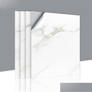 Tile Stickers 300Mm Modern Thick Self Adhesive Tiles Floor Stickers Marble Bathroom Ground Wallpapers Pvc Bedroom Furniture Wall Stick Dhn3E