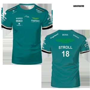 Мужские футболки Fashion Aston Martin 2023 F1 Team Футболки Испанский гонщик Фернандо Алонсо 14 и STROLL 18 Крупногабаритная дизайнерская футболка Polo