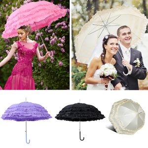 Kadınlar fırfır çubuğu şemsiye cosplay lolita prenses şemsiye güneşlik retro şemsiye gelin düğün katmanı dantel şemsiye h23-75