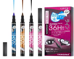 Водостойкая подводка для глаз YANQINA, цветные карандаши, водостойкая тонкая головка карандаша, 36 часов, долговечная, естественная, не размазывается, макияж для глаз3989578