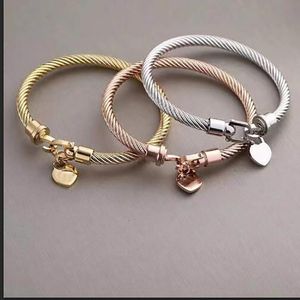 Frauen Twist Rope Chain Armband mit Herzanhänger 316L Edelstahl 18 Karat vergoldet Schmuck Geschenke für Frauen Mädchen