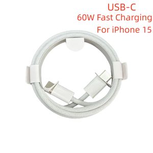 1m 3ft Naylon USB-C PD 60W iPhone 15 için Hızlı Şarj Kablosu Samsung S8 S9 Plus Huawei Xiaomi Veri Adaptörü Galaxy S20 S10 Not 20 Kutu