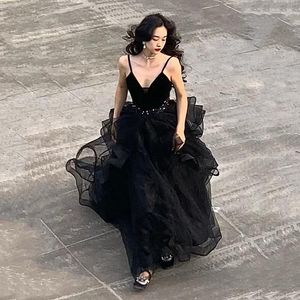 Sıradan elbiseler seksi siyah kuğu kapalı omuz balo parti elbisesi elbiseler kabarık akşam dans prenses mizaç 2023 fransız tarzı