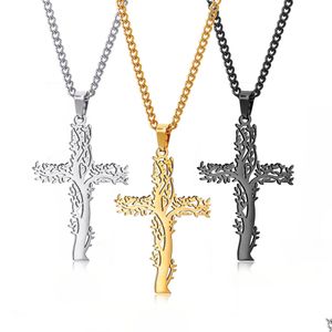 Chaços de chaves da árvore da vida colares de pingente de pingente homens Religião Fé Cracifix Chain Chain Decoração para Women Jewel DHGARDEN DHWTJ