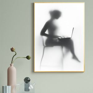 Современная сексуальная девушка с ноутбуком Canvas Painting Nordic Decor Wall Art Art Churning Woman Posters and Prints для гостиной