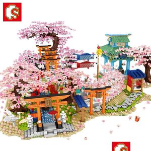 Model Building Kits Sembo Sakura Ideas City Cherry Blossom Japanese Tree House Mini Street View Buildi Dhccn