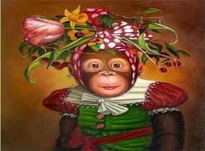 Животное обезьяна в рамке без рамы Домашний декор ручная роспись HD печать картина маслом на холсте настенные художественные картины на холсте ED47246741