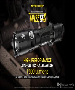 Nitecore MH25GTS El Flashlight XHP35 HD LED 1800 Lümenler USB Şarj Taktik Meşaleleri 1 NI1835HP 3500mAH Battery9743152