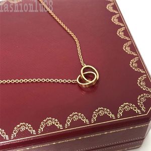Роскошное ожерелье любовных подвесы дизайнеры ожерелья для женщин модные модные бриллианты Инкрустация с двумя кругами ожерелья настройки Tiktok E23