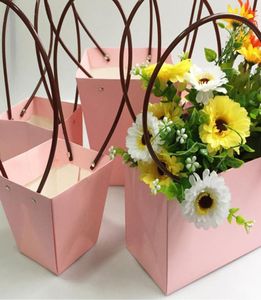 Taşınabilir güzel kağıt kutusu çiçek paketleme kutusu kullanışlı hediye çantası çiçekçi çiçek çantası düğün doğum günü partisi gül şeker pastası9033925
