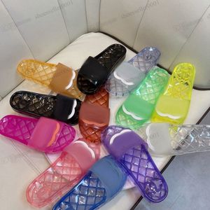 Moda yaz terlikleri slaytlar erkekler için jöle sandaletler temiz pvc kauçuk kristal sanal retro platform flip floplar düz slayt lüks tasarımcı plaj g6kx#