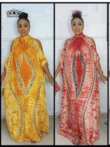Etnik Giyim Ücretsiz Tarz Afrika Ulusal Özellikleri Klasik Desen Şifon Offheshoulder Stand -up Yaka Plus Beden Elbiseler 230419