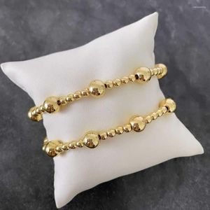 Strand 5pcs el yapımı altın kaplama boncuk bilezikler bakır top boncuklu streç boho bileklik vintage kadın erkek mücevher hediyesi