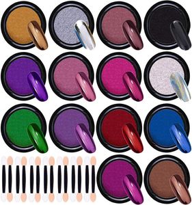 14 Renk Seti Solidite Titanyum Tozu Tam Renkli Tırnak Tozu Pırıltılar Holo Magic Mirror Pigment Krom Toz Manikür Dekorasyonları 6862896