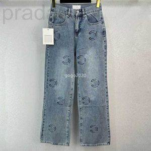 Kadın Kot Tasarımcı 23SS FW Kadın Pantolon Mektup Nakışları Pamuk Üstü Milan Milan Pist Marka Kovboy Günlük Jersey Denim Uzun Geniş Bacak Trouser Chb