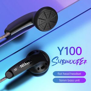 Jiangsheng Y100 Cep Telefonu Kulaklık Kulaklıkları Kablolu Bilgisayar Cep Telefonu Evrensel Düz Head Earbuds Mikro Mikrole Müzik Sesli Çağrısı 3.5mm