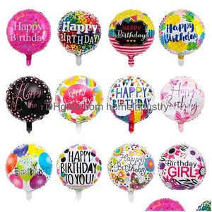Parti lehine 18 inç alüminyum folyo balon mutlu yıllar yuvarlak balles şişme airballoon çocuk oyuncaklar dekoraciones malzemeleri 0 6my b dhhvu