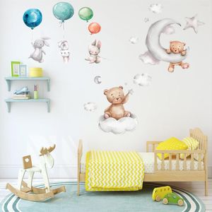 Adesivi murali Adesivo vinilico con palloncino a forma di orso carino per camera dei bambini Decalcomanie per decorazioni per la casa rimovibili Carta da parati autoadesiva