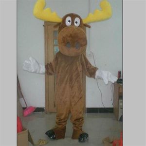 2020 İndirim Fabrikası Head Brown Moose Maskot Kostümü Chrias için Yetişkinlerin Giymesi için 3209