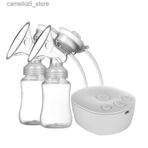 Breastpumps Double Electric Breast Pump USB Electric Breast Pump With Baby Milk Bottle Cold Heat Pad BPA Free Powerful Breast Pumps Q231121